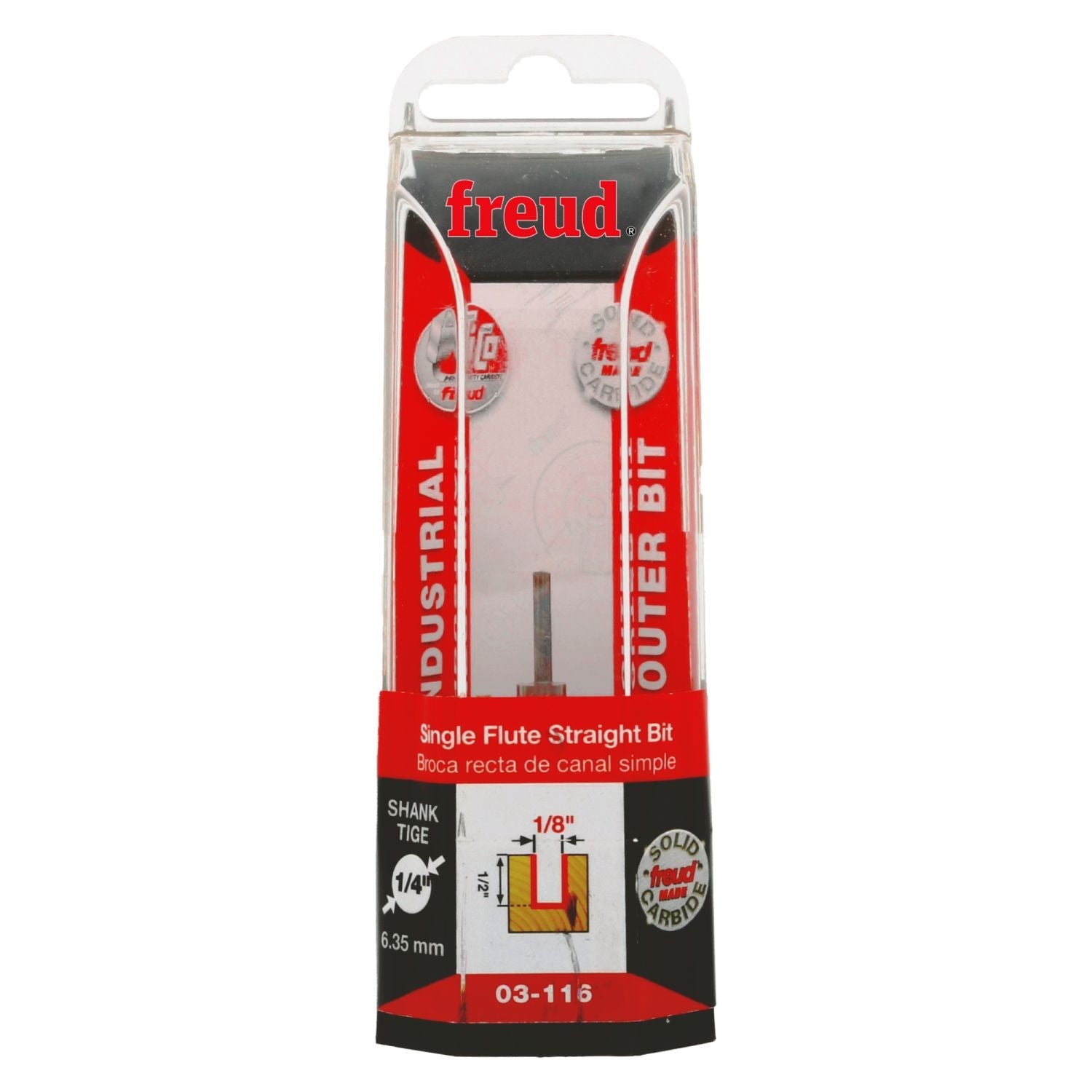 Freud 03-116 1/8-Inch Single Flute Straight Router Bit