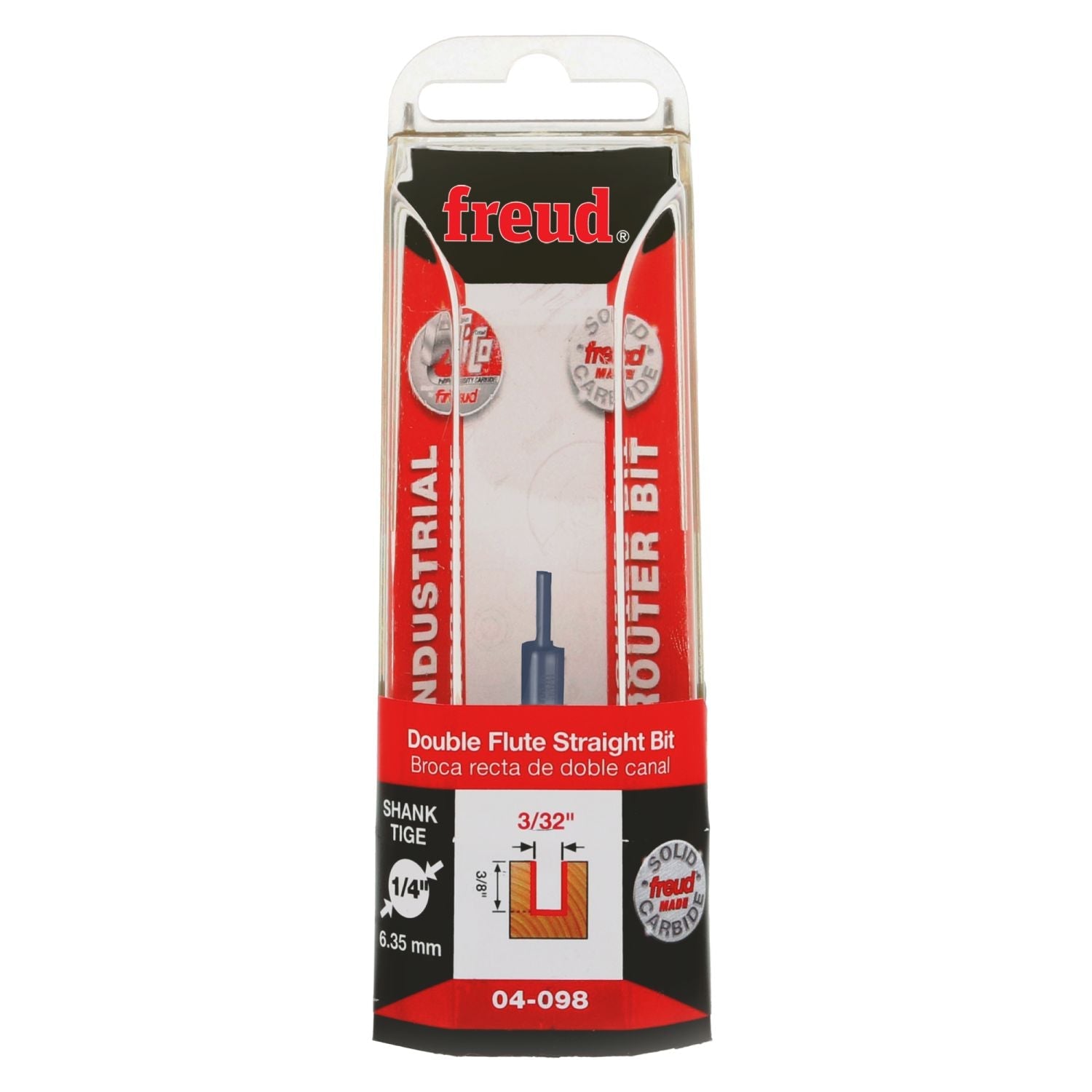 Freud 04-098 3/32-Inch Double Flute Straight Router Bit