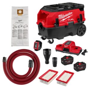 Milwaukee 0888-22HD M18 FUEL 9-Gallon Dual Battery Dust Extractor w/ PACKOUT Compatibility and VACLINK 12.0Ah Kit