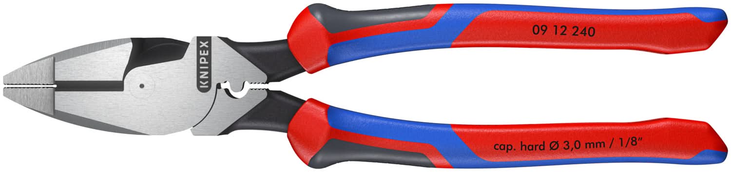 Knipex 09 12 240 High Leverage Lineman's Pliers New England with Fish Tape Puller & Crimper