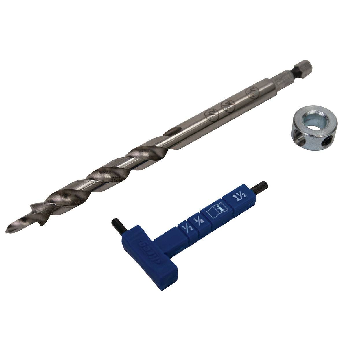 Kreg Easy-Set 1/4 in. Hex-Shank Pocket-Hole Drill Bit Accessory Kit with Stop Collar and Gauge/Hex Wrench (KPHA308)