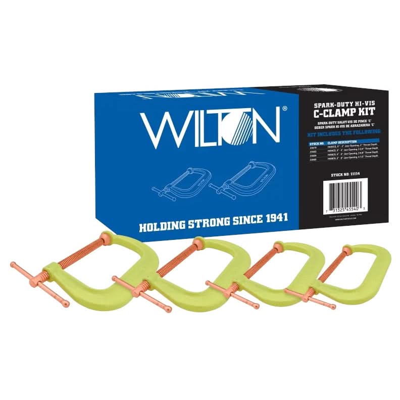 Wilton Tools 11114 4-Piece Spark-Duty 400CS Hi-Vis C-Clamp Kit