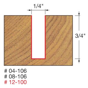 Freud 12-100 1/4-Inch Double Flute Straight Router Bit (Eclipse Grind)