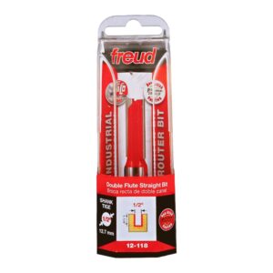 Freud 12-118 1/2-Inch Double Flute Straight Router Bit (Eclipse Grind)