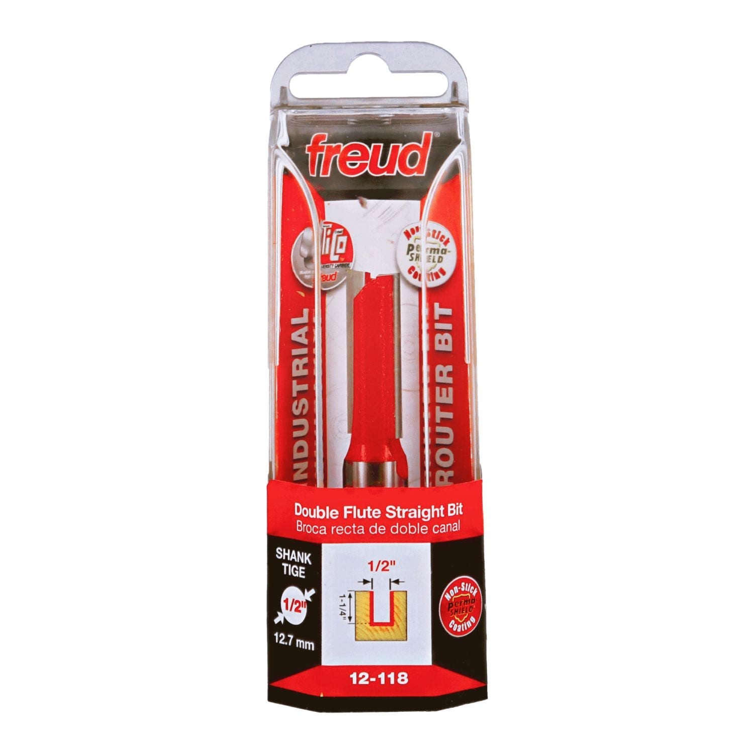 Freud 12-118 1/2-Inch Double Flute Straight Router Bit (Eclipse Grind)
