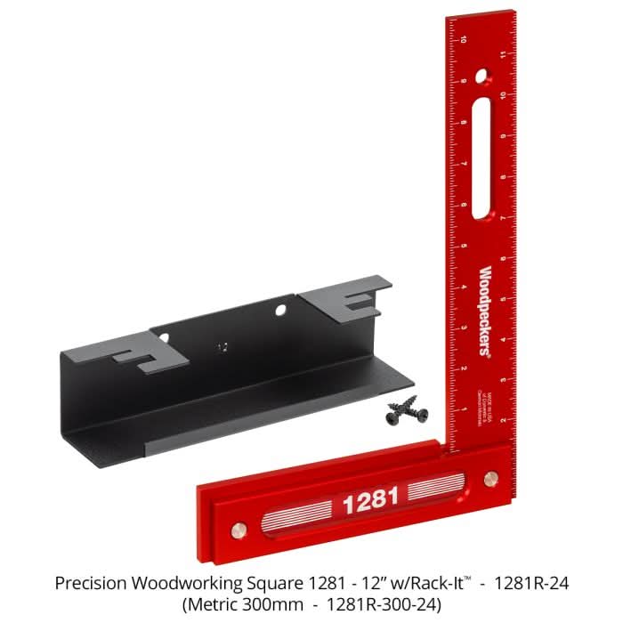 Woodpeckers 1281R-24 Precision Woodworking Square, 12 in. x 8 in. w/ Rack-It
