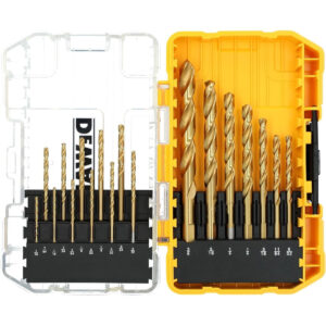 DEWALT 18-Piece Titanium Nitride Coated HSS Jobber Length Drill Bit Set with ToughCase+ (DW1367)