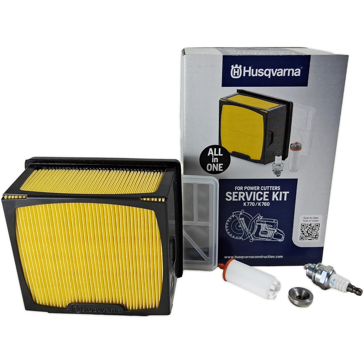 Husqvarna K760/K770 OEM Service Kit with Air Filter, Fuel Filter and Spark Plug (546903001)