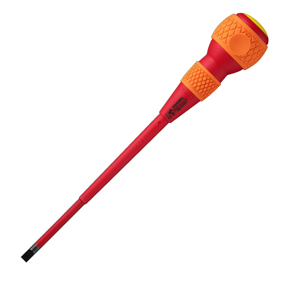 Vessel BALL GRIP Insulated SL6 x 150 mm Slotted Screwdriver for Electrical Work (200S6150)