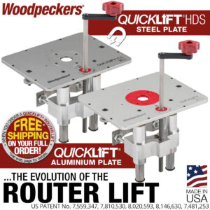 Woodpeckers QuickLift 3.5-in. Router Lift with Aluminum Plate for Router Tables (QL350-A-23)