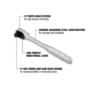 DEWALT 3/8-in. Drive Quick-Release Ratchet with 72-Tooth Gear System (DWMT81097)