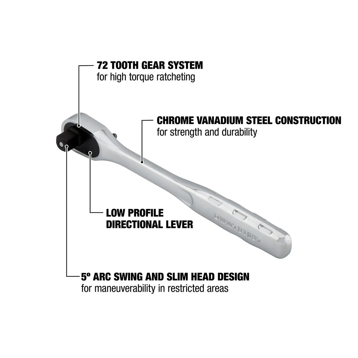 DEWALT 3/8-in. Drive Quick-Release Ratchet with 72-Tooth Gear System (DWMT81097)