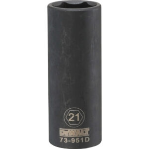 DEWALT 1/2-in. Drive 21 mm 6-Point Deep Impact Socket, Individual (DWMT73951OSP)