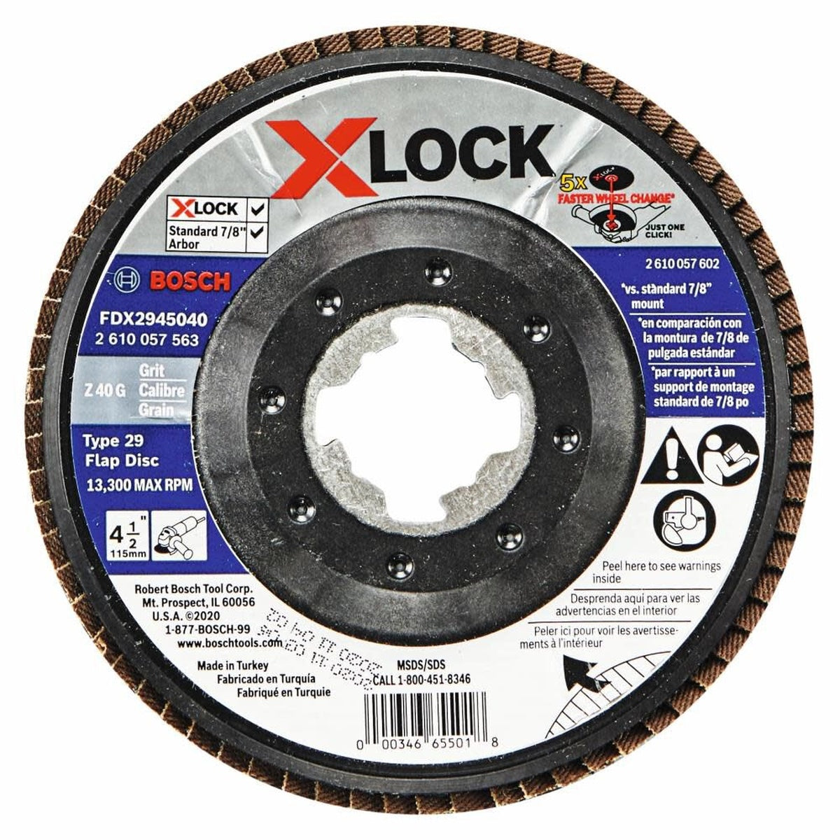 Bosch 4-1/2-in. 40 Grit X-LOCK Type 29 Flap Disc for Metal Grinding (FDX2945040)