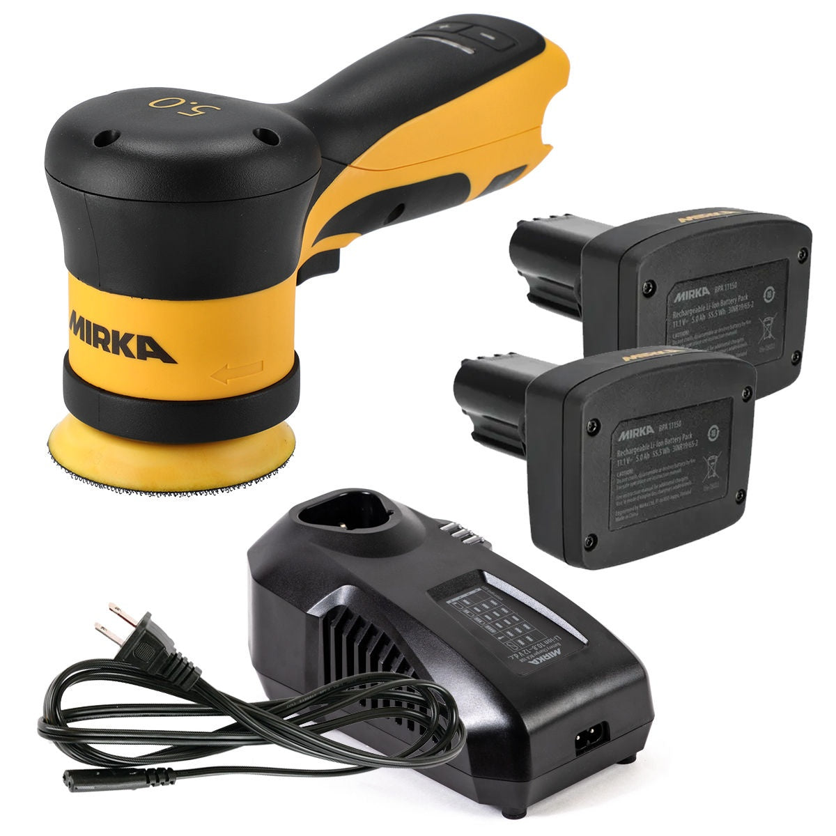 Mirka AROS-B 350 12 V 3-in. 5 mm Cordless Random Orbital Sander 5.0Ah Kit with 2 Batteries and Charger (MUS-AROS350)