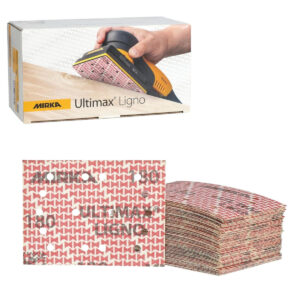 Mirka Ultimax Ligno 3 x 4-in. P180 Hook-and-Loop Sanding Sheets, 50-Pack (UL-6B8-180)