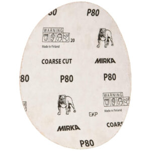 Mirka Coarse Cut 6-in. P80 PSA Sanding Disc for Lacquer, Putty, and Metal Sanding (40-341-080)