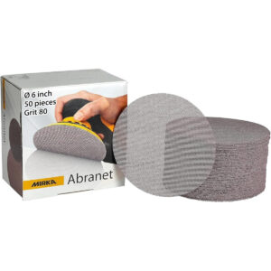 Mirka Abranet 6-in. 180 Grit Hook and Loop Mesh Sanding Discs, 50-Pack (9A-241-180)