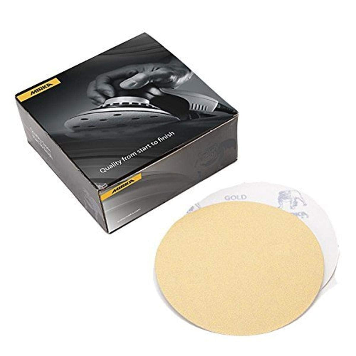 Mirka Bulldog Gold 6-in. 80 Grit Sanding Disc 50-Pack, Solid Non-Vacuum Abrasive for Wood and Metal Finishing (23-622-080)