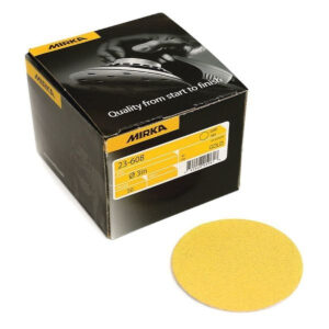 Mirka Gold 3-in. P80 Hook and Loop Sanding Disc Pack of 50, No Hole, Aluminum Oxide (23-608-080)