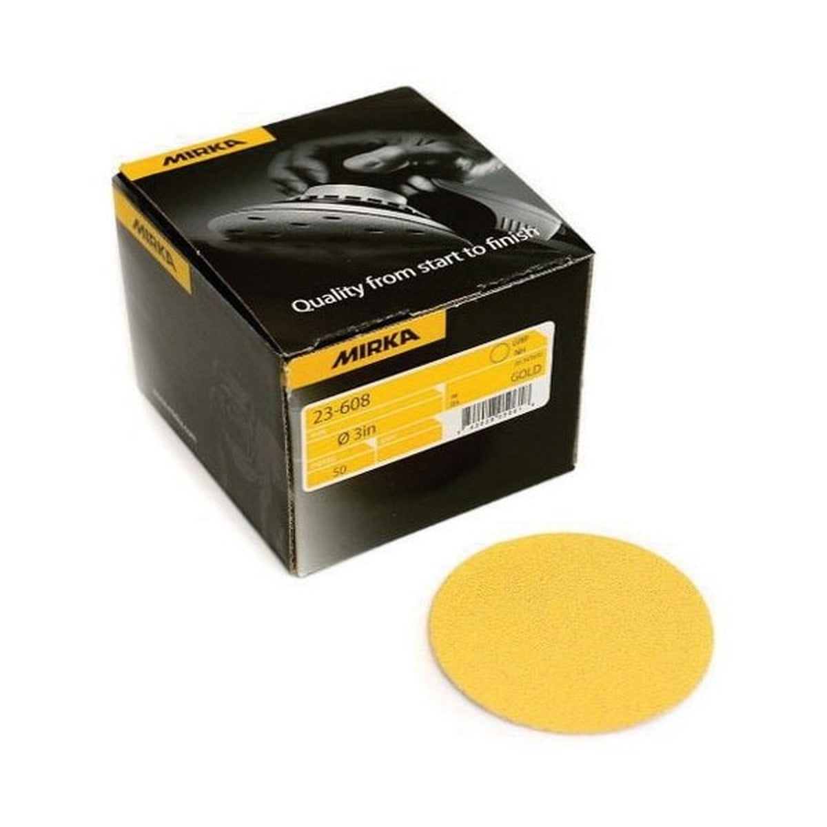 Mirka Gold 3-in. P800 Hook and Loop Sanding Disc 50-Pack, Aluminum Oxide (23-608-800)