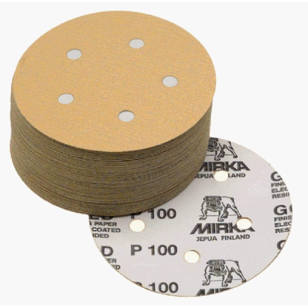 Mirka 5-in. 320 Grit PSA Sanding Discs, 5-Hole Dust-Free, 100-Pack (23-321-320)