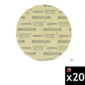 Mirka Abranet Yellow 9-in. Medium Abrasive Sanding Discs, 20-Pack for Walls and Ceilings (AY-223-M)
