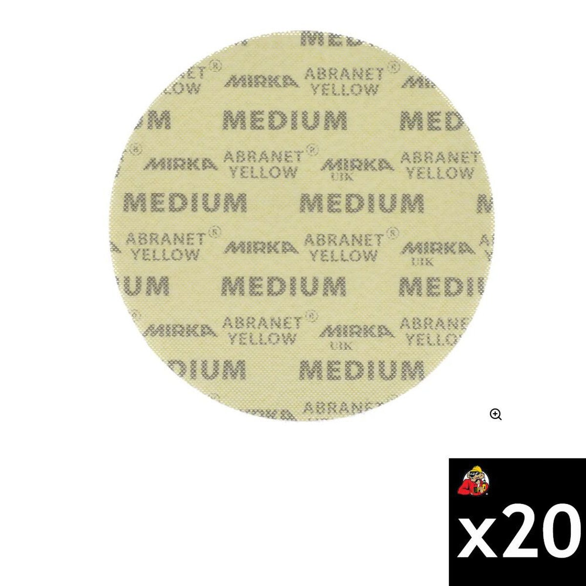 Mirka Abranet Yellow 9-in. Medium Abrasive Sanding Discs, 20-Pack for Walls and Ceilings (AY-223-M)