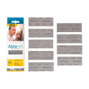 Mirka Abranet 2.75 x 8-in. Assorted Grit Net Sanding Sheets, 9-Pack Hook and Loop (9A-150-APRP)