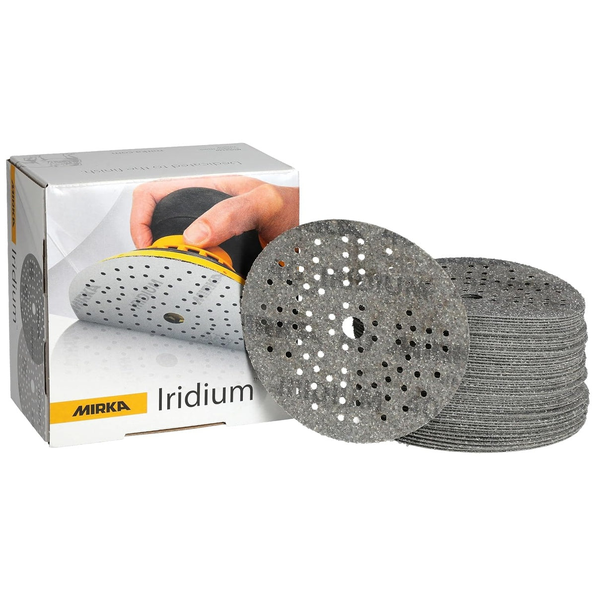 Mirka Iridium 5-in. 40 Grit Hook and Loop Sanding Discs, 50-Pack Multi-Hole (24-5MH-040)