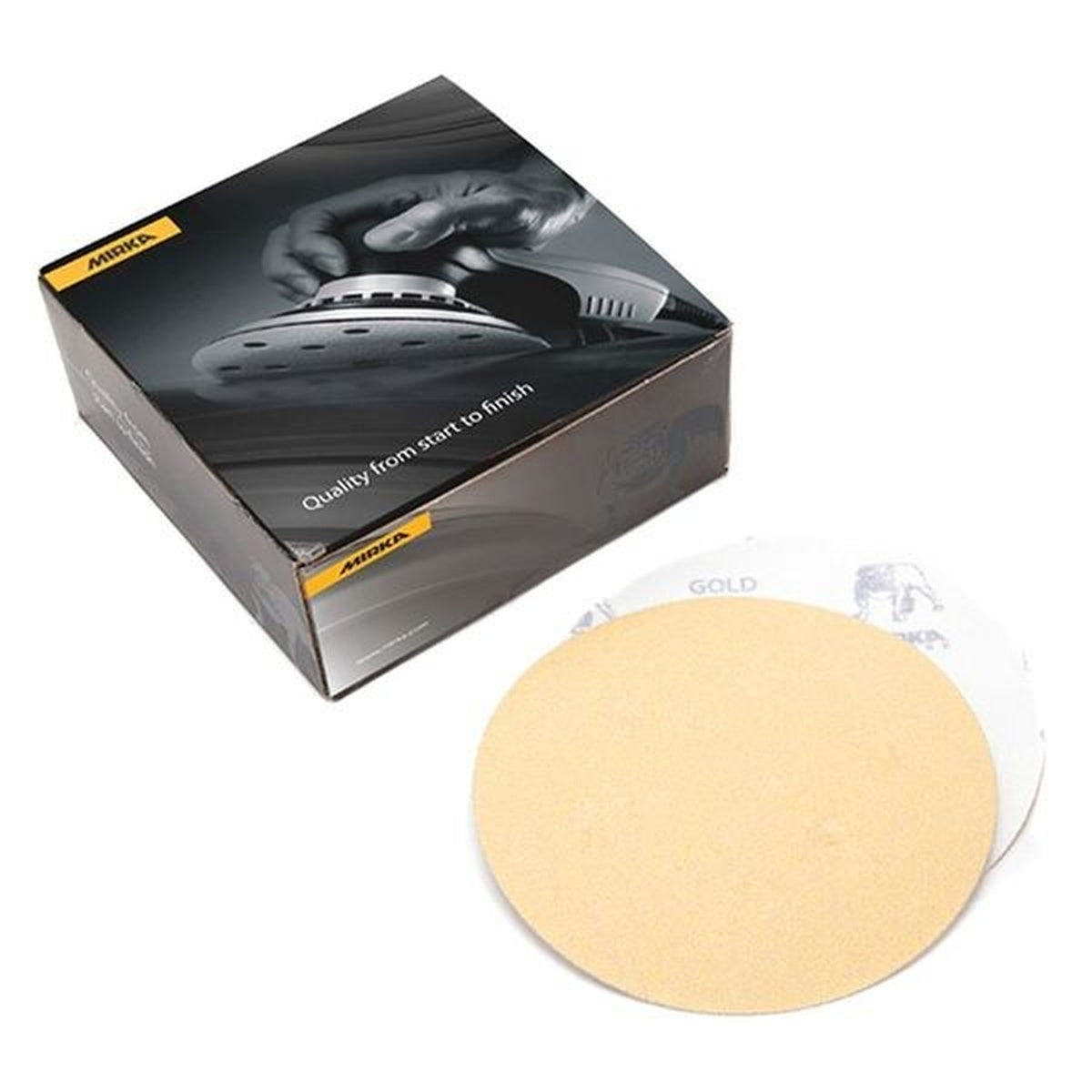 Mirka Gold 6-in. P220 Hook and Loop Sanding Disc Pack of 50, No Hole Aluminum Oxide (23-622-220)