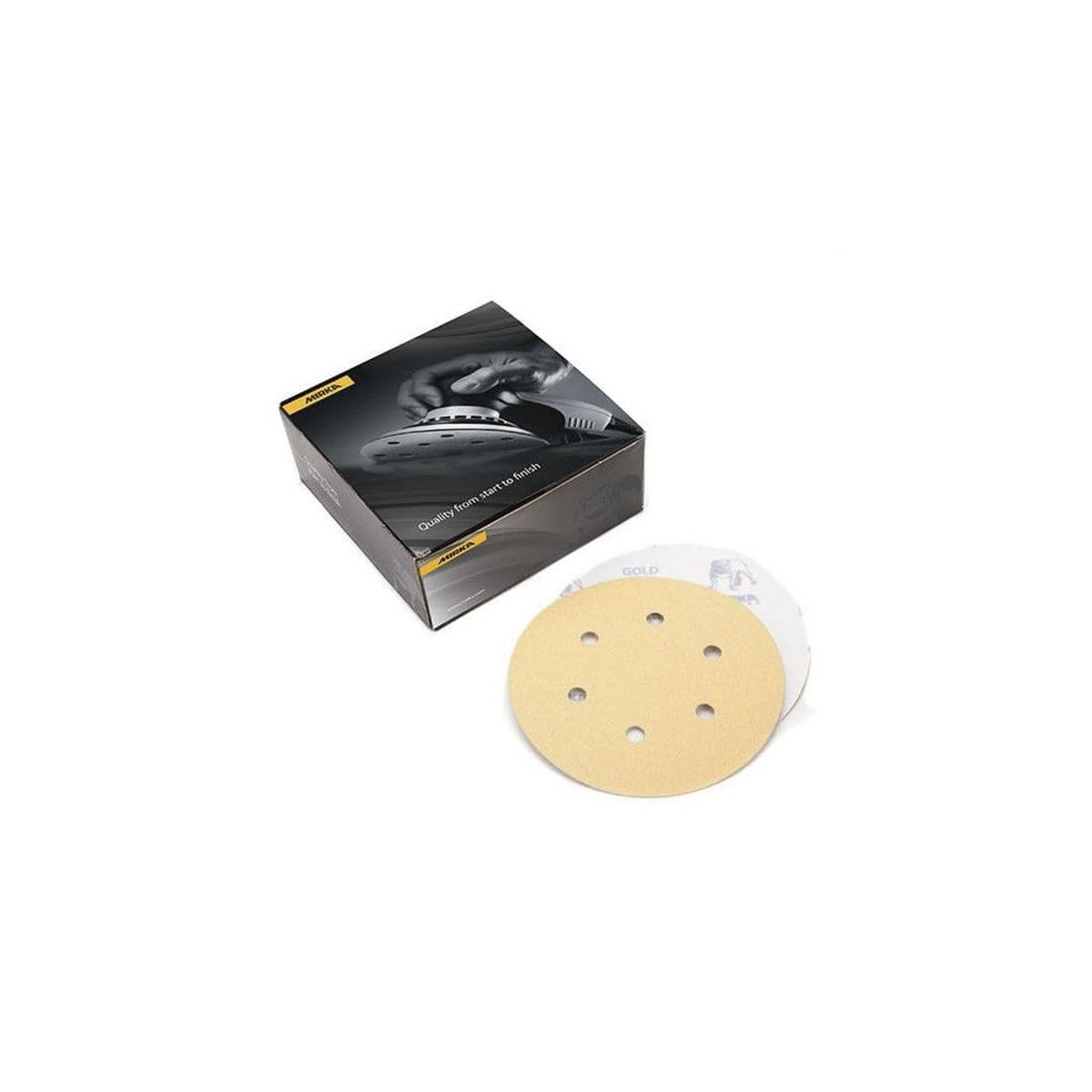 Mirka Bulldog Gold 5-in. 800 Grit Hook and Loop Sanding Disc for Finishing and Polishing (23-612-800)