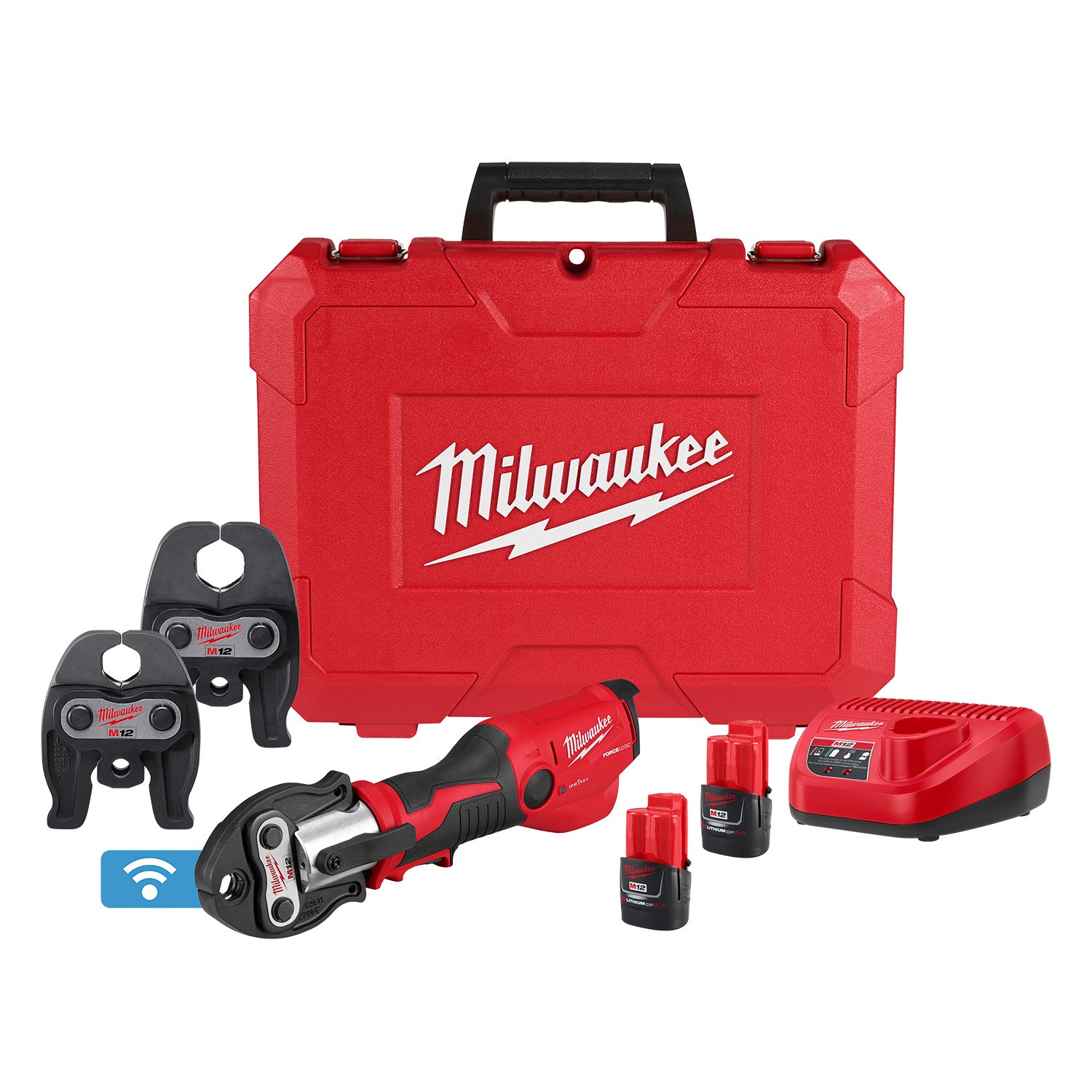 Milwaukee 2573-22 M12 FORCE LOGIC Press Tool Kit w/ ONE‑KEY with 1/2" – 1" CTS‑V Jaws