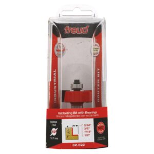 Freud 32-522 5/16", 3/8", 7/16", 1/2-Inch Depth Rabbeting Router Bit with Bearings