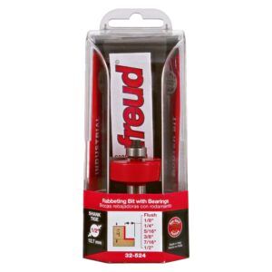 Freud 32-524 flush, 1/8",1/4",5/16",3/8",7/16",1/2-Inch Depth Rabbeting Router Bit with Bearings