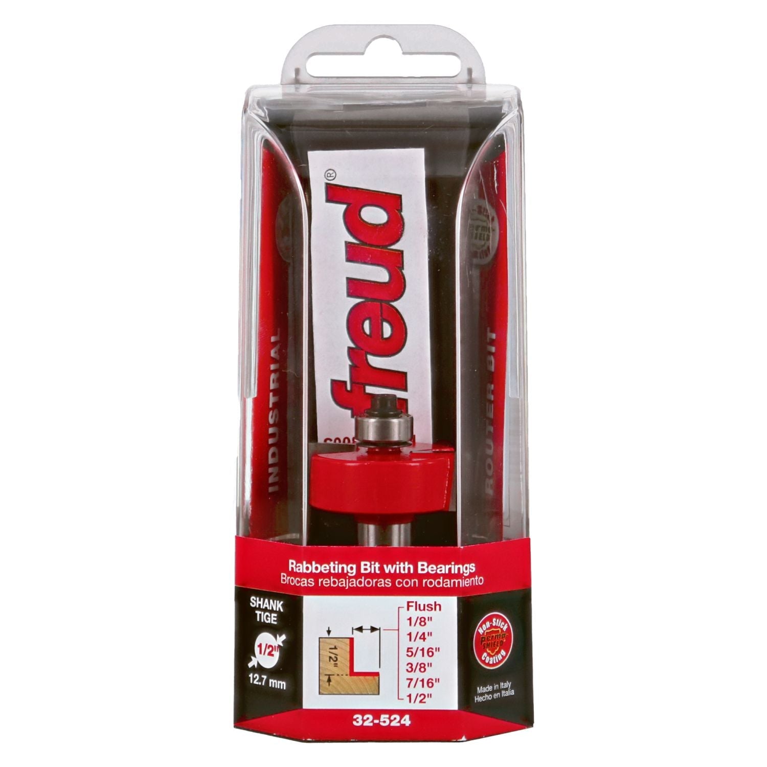 Freud 32-524 flush, 1/8",1/4",5/16",3/8",7/16",1/2-Inch Depth Rabbeting Router Bit with Bearings