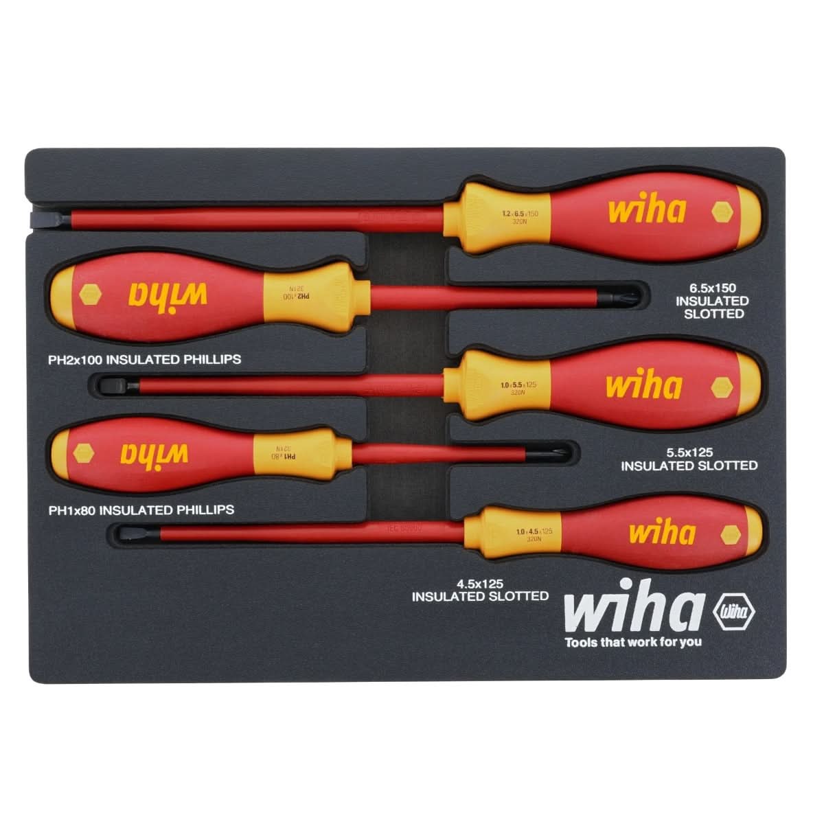 Wiha 32081 5-Piece SoftFinish Insulated Cushion Grip Screwdriver Set