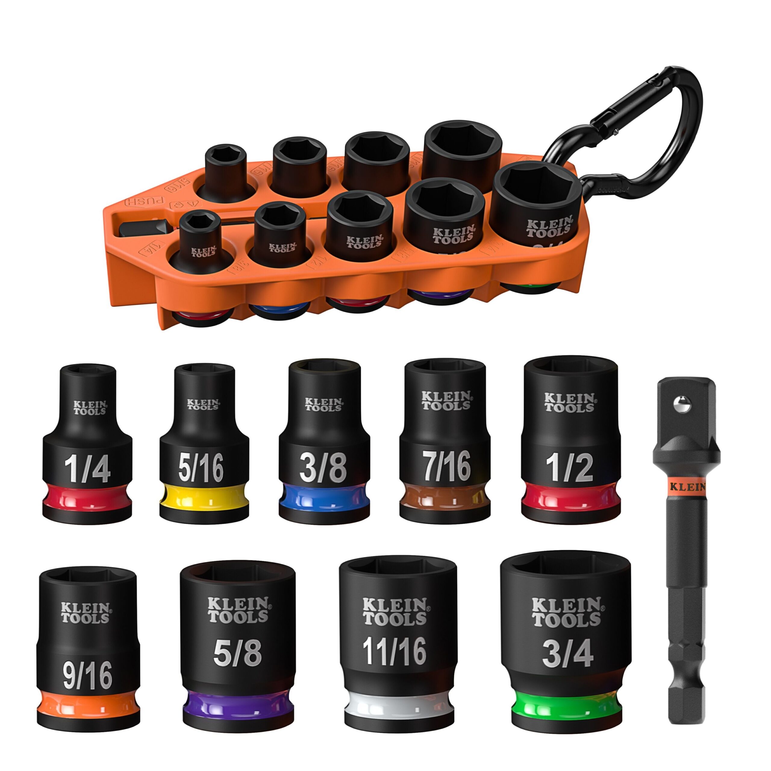 Klein 33809 Grab-And-Go Impact Socket Set, SAE, 10-Piece
