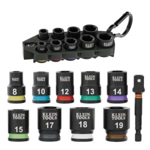 Klein 33809M Grab-And-Go Impact Socket Set, Metric, 10-Piece
