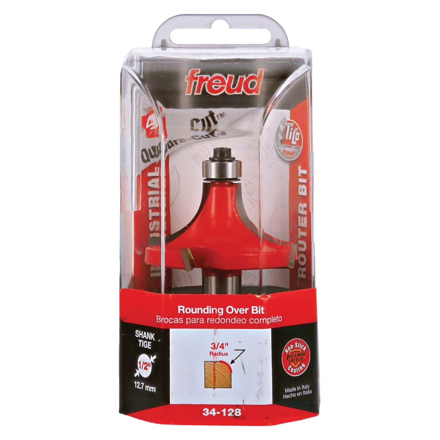 Freud 34-128 3/4-Inch Radius Rounding Over Router Bit (Quadra-Cut)