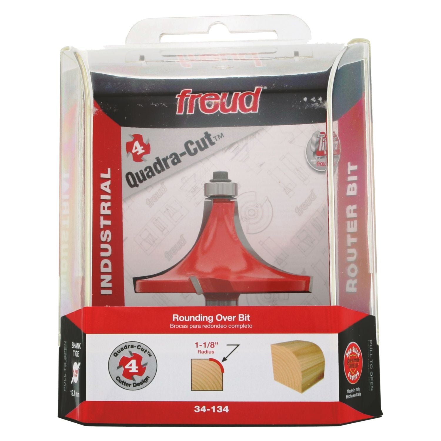 Freud 34-134 1-1/8-Inch Radius Rounding Over Router Bit (Quadra-Cut)