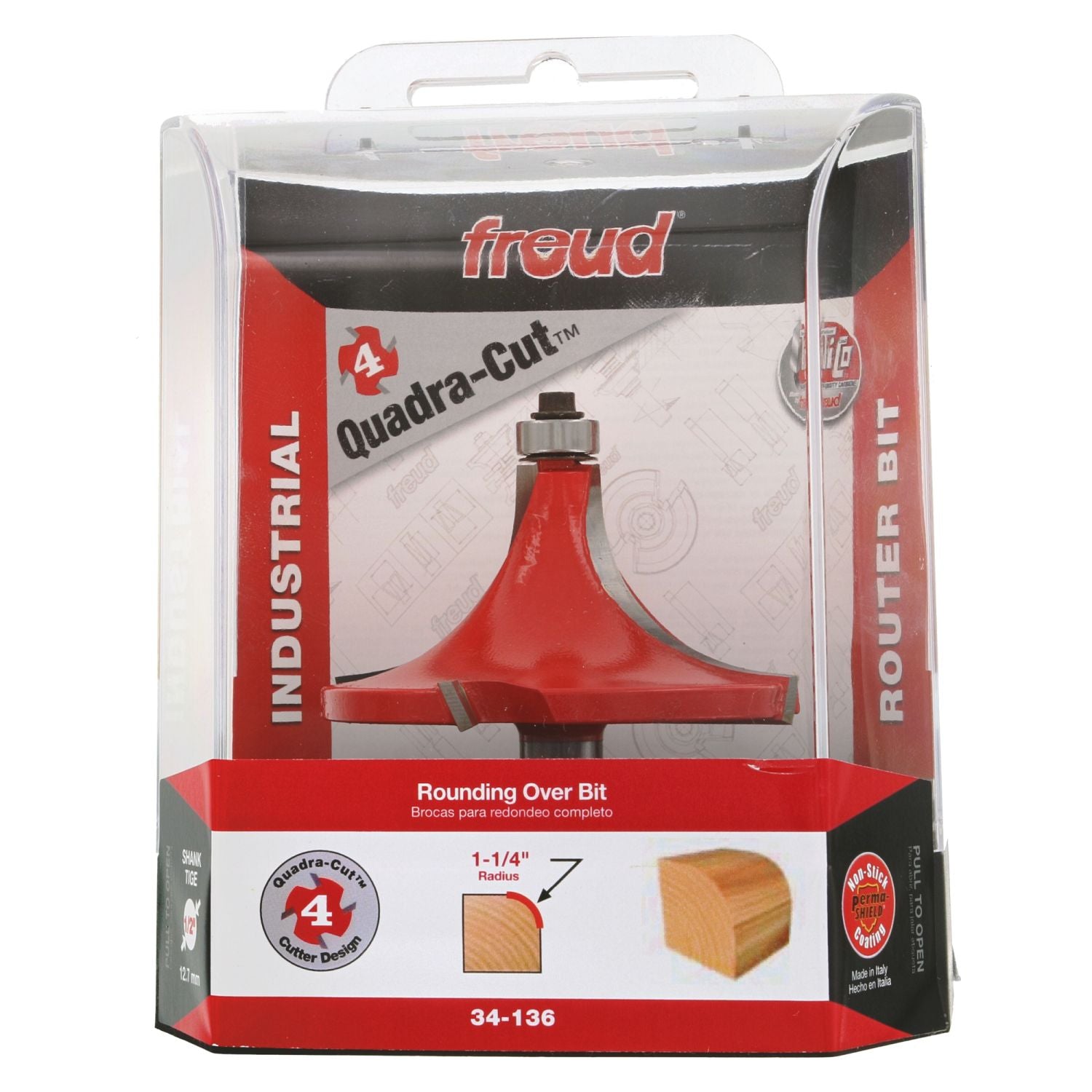 Freud 34-136 1-1/4-Inch Radius Rounding Over Router Bit (Quadra-Cut)