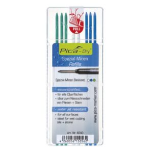 Pica Dry 4040 Special Water Resistant Lead Refills, Green/White/Blue (8-Pack)