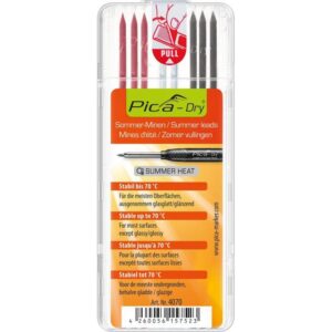 Pica Dry 4070 SUMMERHEAT Water Resistant Lead Refills, Red/White/Graphite (8-Pack)