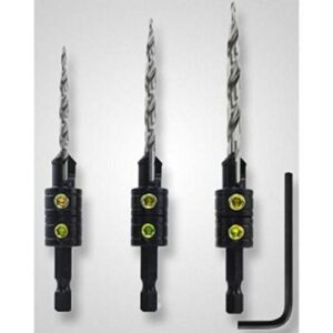 Snappy Tools 44300 3-Piece 1/4" Hex Tapered Drill Countersink Set