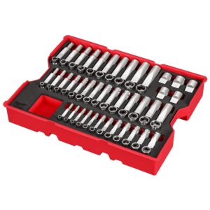 Milwaukee 77 pc. 1/4-in., 3/8-in., & 1/2-in. Drive Metric Socket Set with Tray for PACKOUT Drawers (48-22-0150)