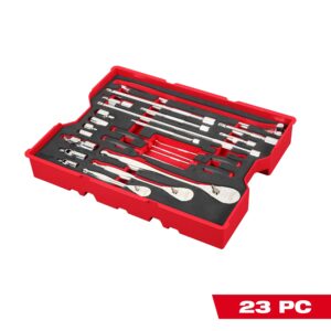 Milwaukee 23 pc. 1/4-in., 3/8-in., & 1/2-in. Drive Ratchet and Accessory Set with Tray for PACKOUT Drawers (48-22-0153)