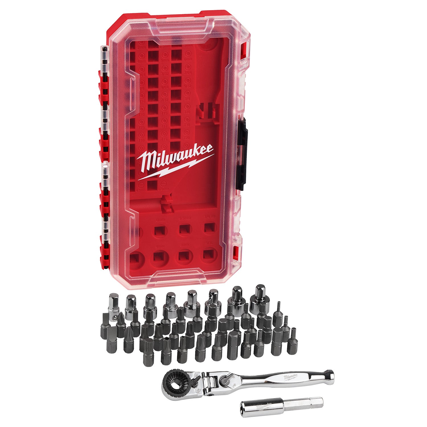 Milwaukee 44pc. 1/4-in. Hex Drive Mini Flex Head Ratchet & Bit Set (48-22-2952)