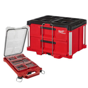 Milwaukee 48-22-8442 PACKOUT 2-Drawer Tool Box With PACKOUT Organizer SHOCKWAVE 100-Piece Impact Bit Set