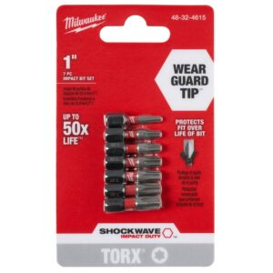 Milwaukee 48-32-4615 Shockwave Torx 1 Insert Bit Set, 7-Pieces